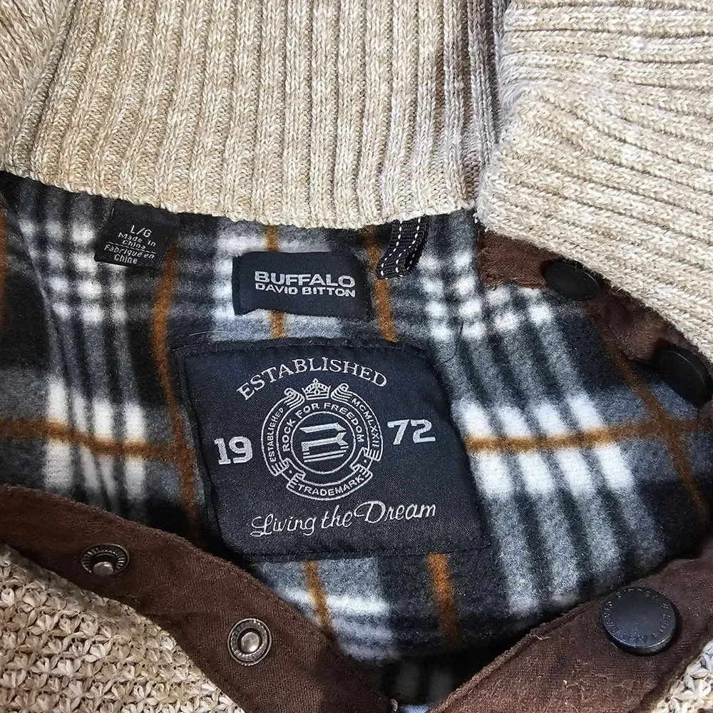 Buffalo David Bitton 1/4 Snap High Neck Fleece-Lined Sweater Mens Large READ